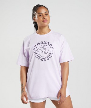 Dámské Tričko Gymshark Legacy Oversized Fialové | 20319-LVOM