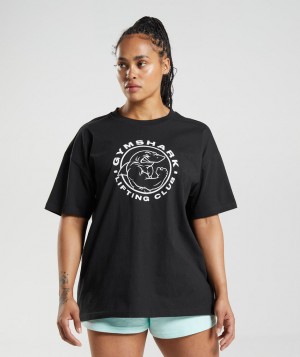 Dámské Tričko Gymshark Legacy Oversized Černé | 06754-RILK