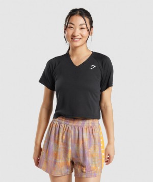 Dámské Tričko Gymshark Sport Midi Černé | 79320-AJXQ