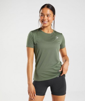 Dámské Tričko Gymshark Training Olivy Zelené | 43975-JDIS