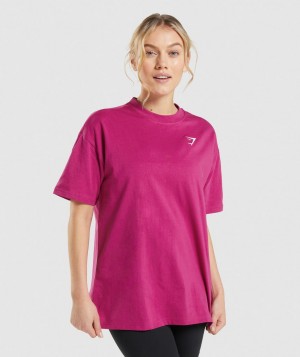 Dámské Tričko Gymshark Training Oversized Růžové | 71086-MNFK