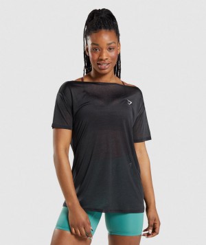 Dámské Tričko Gymshark Training Oversized Top Černé | 25649-HEZQ