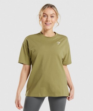 Dámské Tričko Gymshark Training Oversized Zelene | 52347-WMFZ