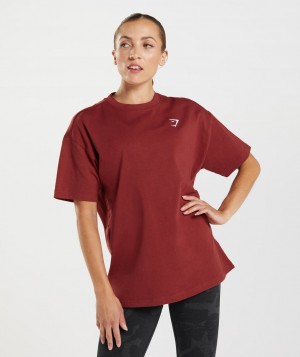 Dámské Tričko Gymshark Training Oversized Červené | 49082-DIJX