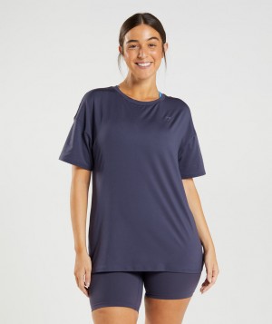 Dámské Tričko Gymshark Whitney Oversized Indigo Tmavě Blankyt | 49712-LNDT