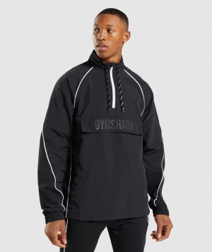 Pánské Bundy Gymshark Recess Lightweight Černé Bílé | 91354-WDHL