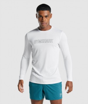 Pánské Dlouhým Rukávem Gymshark Arrival Graphic Bílé | 73908-USXL