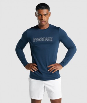 Pánské Dlouhým Rukávem Gymshark Arrival Graphic Tmavě Blankyt | 43821-TQNS