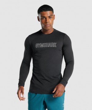 Pánské Dlouhým Rukávem Gymshark Arrival Graphic Černé | 29856-NELZ