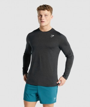 Pánské Dlouhým Rukávem Gymshark Arrival Marl Černé | 73012-MSEN