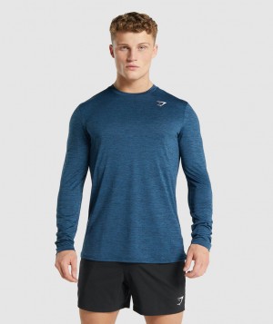 Pánské Dlouhým Rukávem Gymshark Arrival Marl Tmavě Blankyt | 50623-PVOC