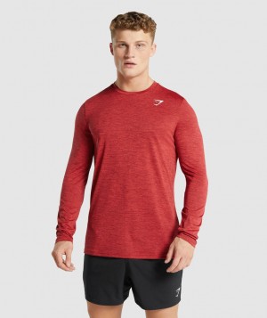 Pánské Dlouhým Rukávem Gymshark Arrival Marl Červené | 90428-UVRW