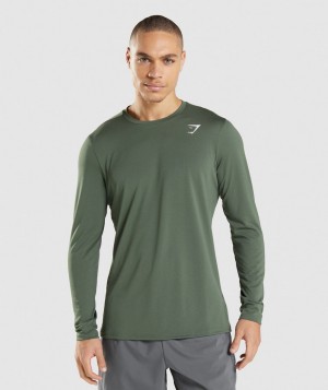 Pánské Dlouhým Rukávem Gymshark Arrival Zelene | 50914-ABDR