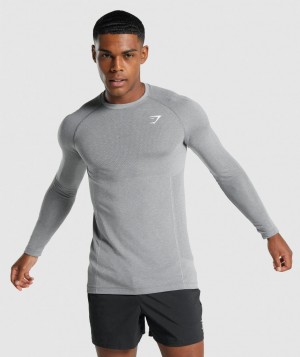 Pánské Dlouhým Rukávem Gymshark Vital Light Seamless Šedé | 49017-SNMT