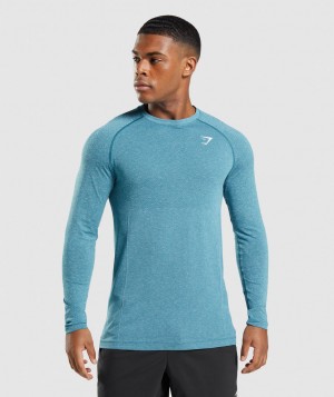 Pánské Dlouhým Rukávem Gymshark Vital Seamless Light Tyrkysové | 17306-WGDA