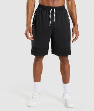 Pánské Kraťasy Gymshark Recess Basketball Černé Bílé | 96402-ORWA