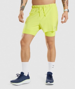 Pánské Kraťasy Gymshark Speed 5" 2 in 1 Žluté | 75623-TMJB