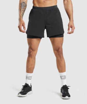 Pánské Kraťasy Gymshark Speed Evolve 5" 2 In 1 Černé | 16097-PGWI