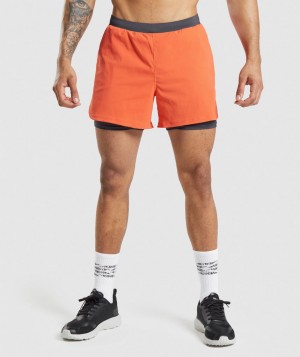 Pánské Kraťasy Gymshark Speed Evolve 5" 2 In 1 Oranžové | 72301-HUIP