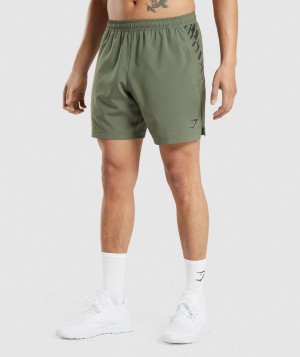 Pánské Kraťasy Gymshark Sport Stripe 7" Olivy Zelené | 02513-RTWZ