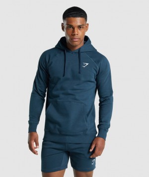 Pánské Mikina s Kapucí Gymshark Crest Tmavě Blankyt | 83074-HLOU