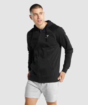 Pánské Mikina s Kapucí Gymshark Crest Zip Up Černé | 37891-NBCI
