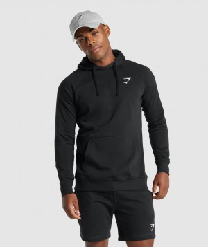 Pánské Mikina s Kapucí Gymshark Crest Černé | 87254-KPLE