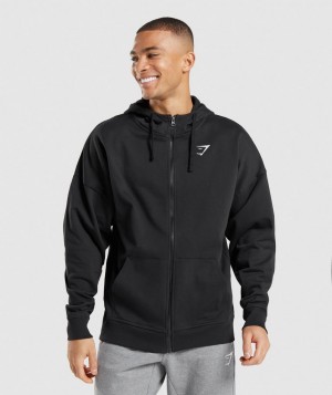 Pánské Mikina s Kapucí Gymshark Essential Oversized Zip Up Černé | 34502-SPKV