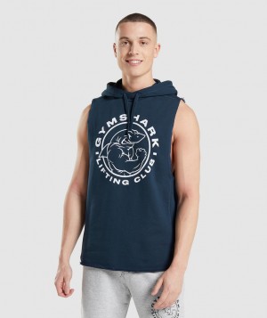 Pánské Mikina s Kapucí Gymshark Legacy Arm Tmavě Blankyt | 32184-JLVM