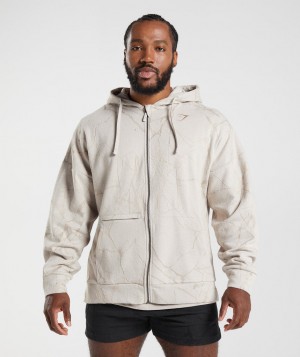 Pánské Mikina s Kapucí Gymshark Power Zip Šedé | 20496-LHXZ