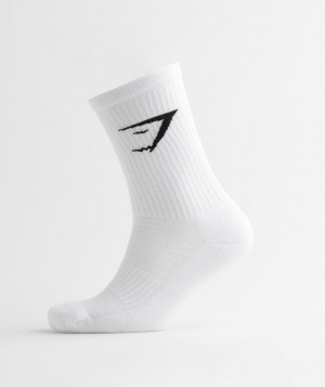 Pánské Ponožky Gymshark Crew 3pk Bílé | 69472-XONK