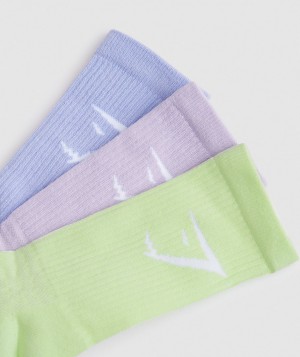 Pánské Ponožky Gymshark Crew 3pk Fialové Levandule Blankyt Zelene | 84071-UYFG