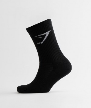 Pánské Ponožky Gymshark Crew 3pk Černé | 35908-ALTG