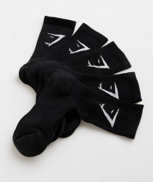 Pánské Ponožky Gymshark Crew 5pk Černé | 72839-UMIQ