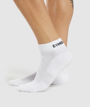 Pánské Ponožky Gymshark Jacquard Quarter 3pk Bílé | 54713-MEDF
