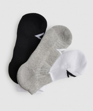 Pánské Ponožky Gymshark Trainer 3pk Bílé Světle Šedé Černé | 15439-ECOV