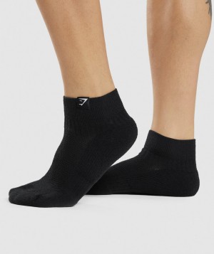 Pánské Ponožky Gymshark Woven Tab Sneaker 3pk- Black Černé | 28647-IFRP