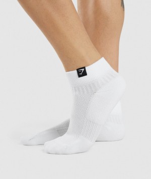 Pánské Ponožky Gymshark Woven Tab Sneaker 3pk Bílé | 74983-NVBT