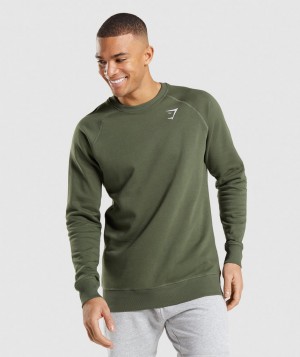 Pánské Pulovr Gymshark Crest Sweatshirt Olivy Zelené | 35109-HSYL