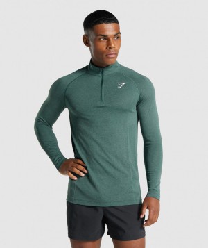 Pánské Pulovr Gymshark Vital Light 1/4 Zip Tmavě Zelene | 46872-WEZN