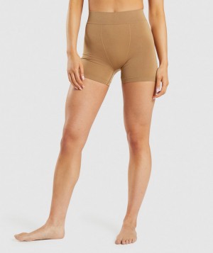 Pánské Spodní Prádlo Gymshark Seamless Boxers Světle Hnědé | 18645-FQUZ