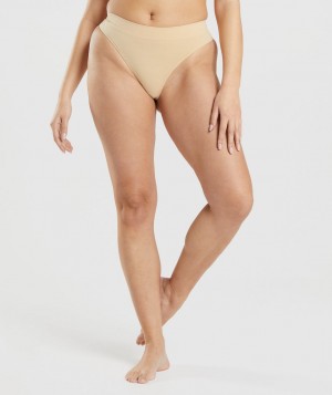 Pánské Spodní Prádlo Gymshark Seamless High Rise Thong Světle Hnědé | 95286-HIJN