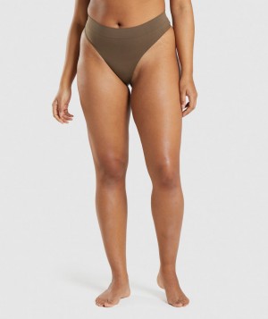 Pánské Spodní Prádlo Gymshark Seamless High Rise Thong Hnědé | 58041-PMLD
