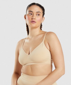Pánské Spodní Prádlo Gymshark Seamless Low Neck Bralette Světle Hnědé | 07329-ZFVT