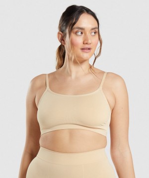 Pánské Spodní Prádlo Gymshark Seamless Scoop Neck Bralette Světle Hnědé | 36150-WFTC