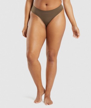 Pánské Spodní Prádlo Gymshark Seamless Thong Hnědé | 49207-AONJ