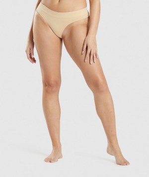 Pánské Spodní Prádlo Gymshark Seamless Thong Světle Hnědé | 54120-UJEA