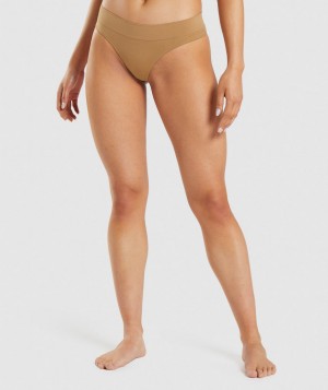 Pánské Spodní Prádlo Gymshark Seamless Thong Světle Hnědé | 42810-TEMP