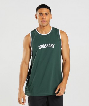 Pánské Tílko Gymshark Recess Basketball Zelene Bílé | 70214-OUDW