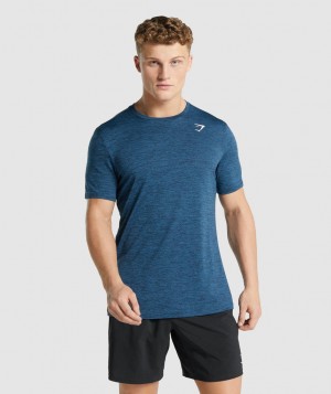 Pánské Tričko Gymshark Arrival Marl Tmavě Blankyt | 37950-MCDB